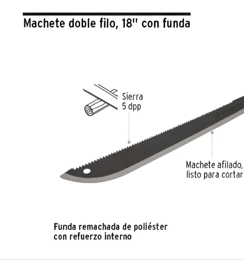 Machete recto con doble filo de 18" (MACHETE) - Imagen 3