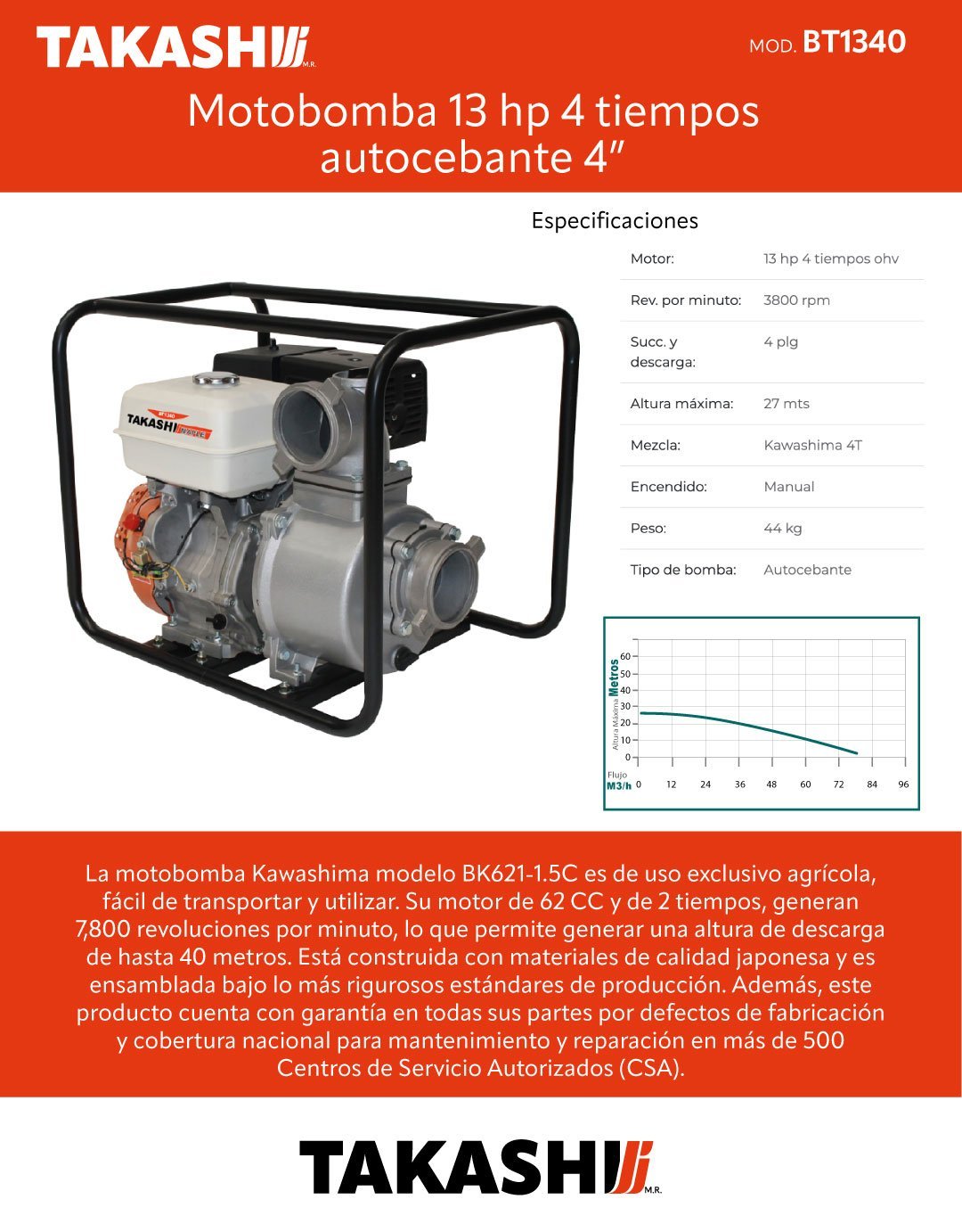 Motobomba 13 hp 4 tiempos autocebante 4 pulg (645781006133) - Imagen 2