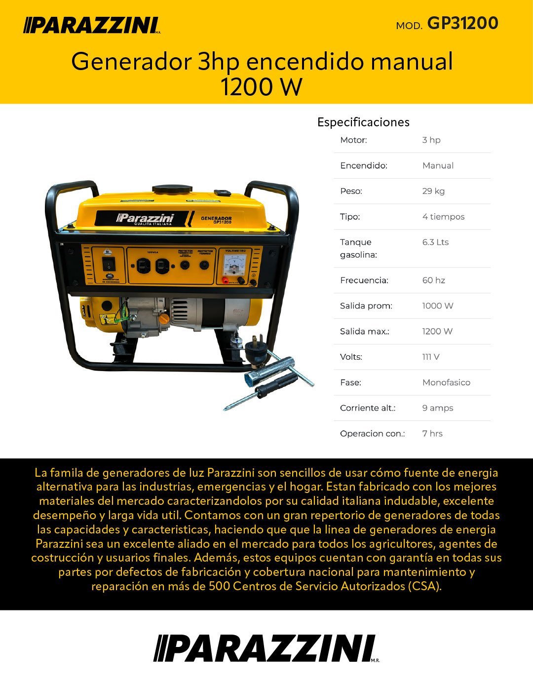 Generador 3hp encendido manual 1200 W (645781186262) - Imagen 2