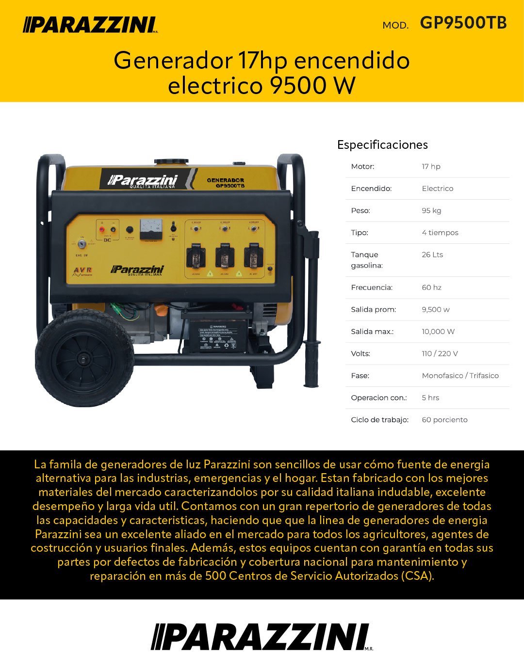 Generador 17hp encendido electrico 9500 W (645781187047) - Imagen 2