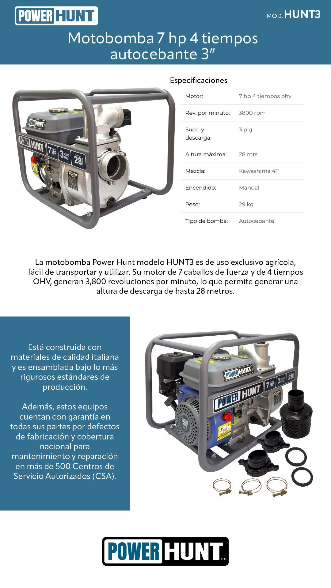 Motobomba 7 hp 4 tiempos autocebante 3 pulg (645781221765) - Imagen 2