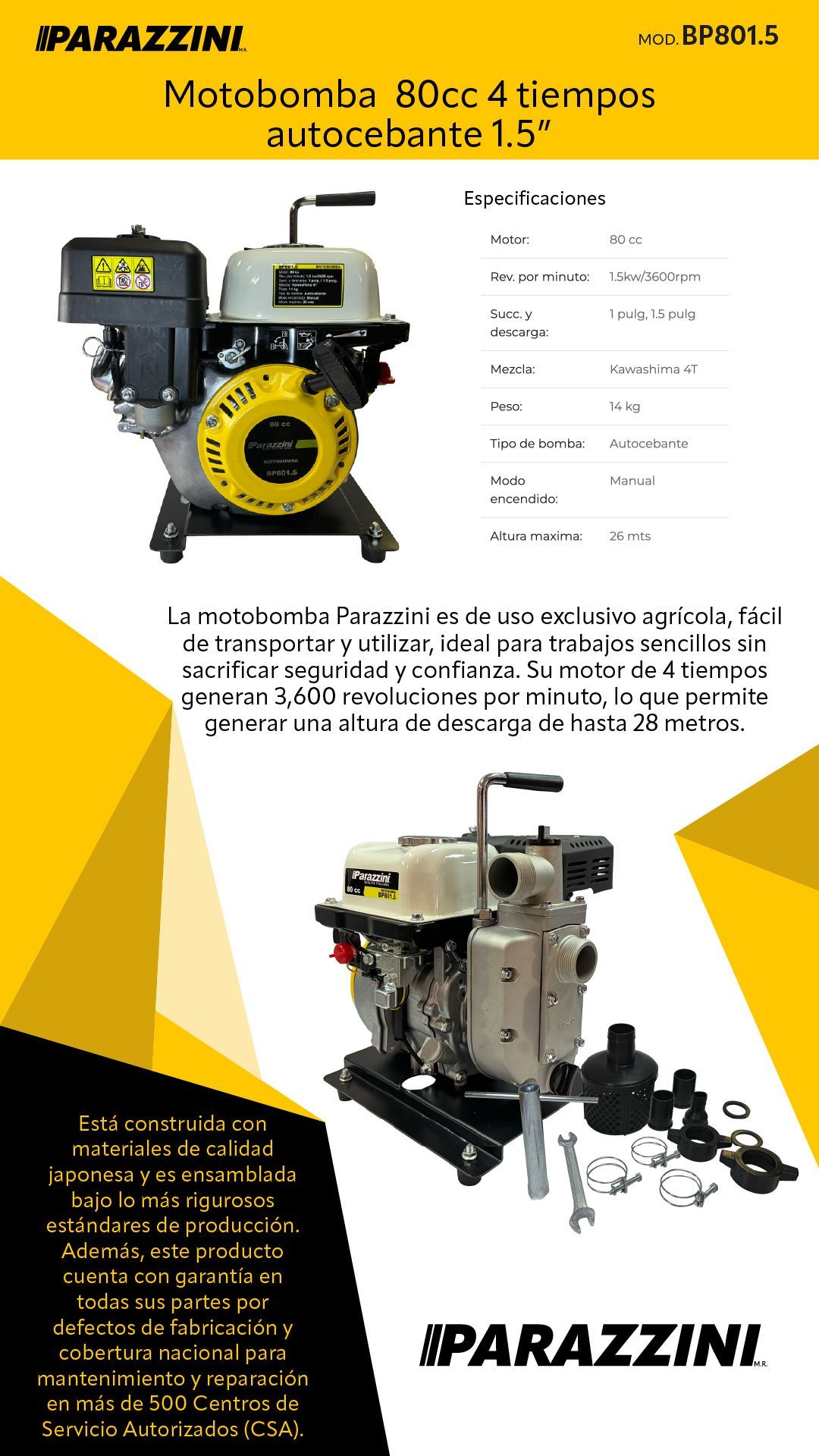 Motobomba 80cc 4 tiempos autocebante 1.5 pulg (645781237636) - Imagen 2