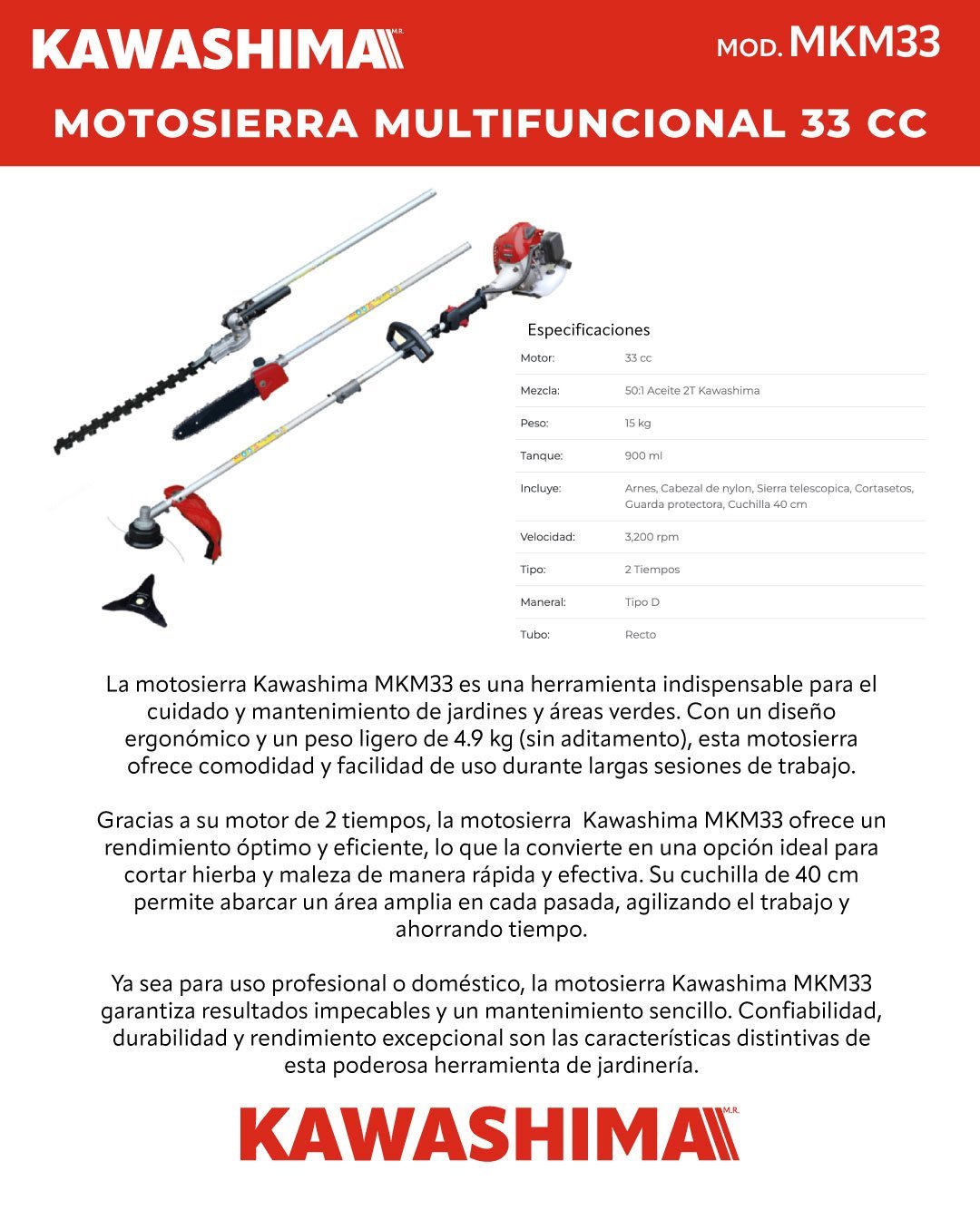 Motosierra multifuncional 33 cc (645781273832) - Imagen 2