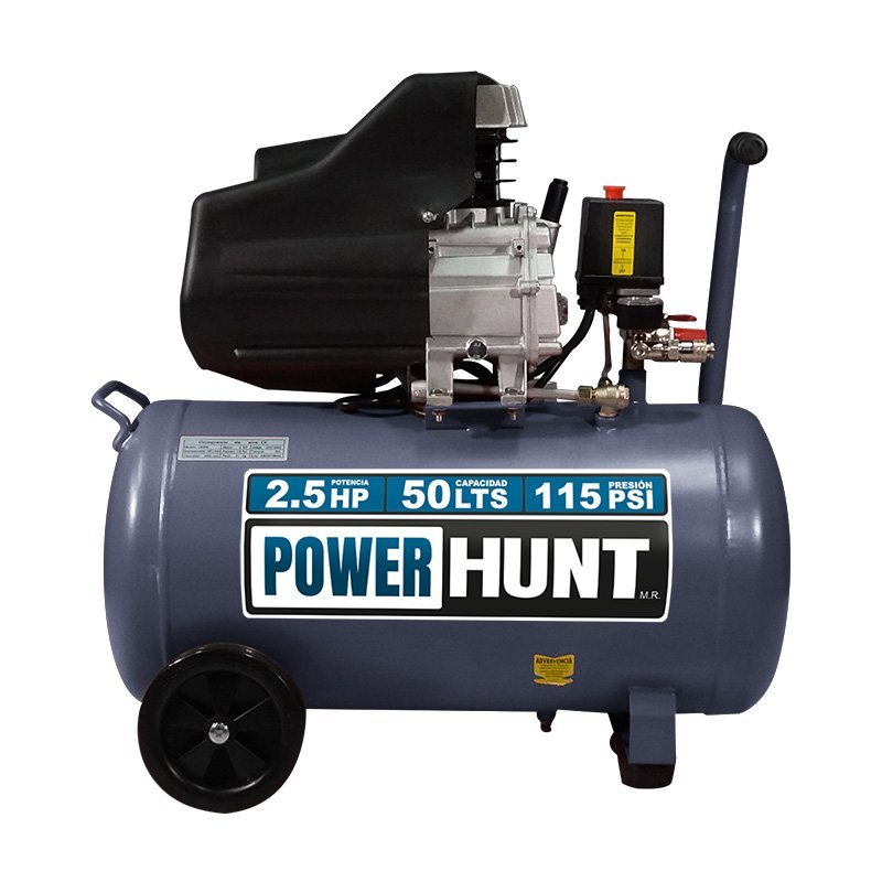 Compresor 2.5 hp 50 lts con doble conexión rápida + Kit con 20pz (boquillas manguera y conectores) (COMPHKIT50L-K20)
