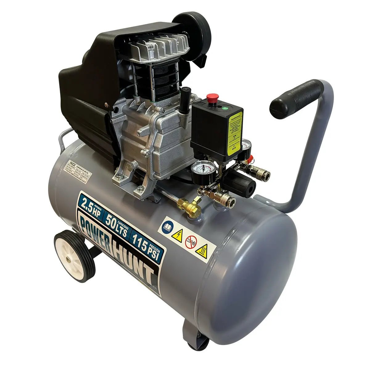 Compresor 2.5 hp 50 lts con doble conexión rápida + Kit con 20pz (boquillas manguera y conectores) (COMPHKIT50L-K20) - Imagen 3