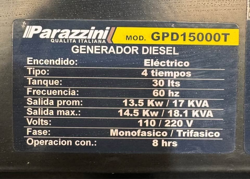 Generador diesel 15000 wats arranque electrico trifasico (GPD15000T) - Imagen 6