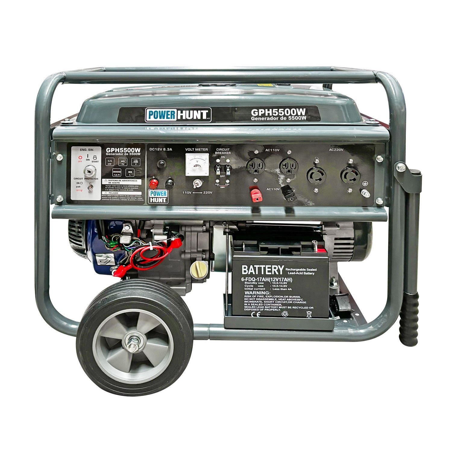 Generador a gasolina de 5500 W 120/220V de 15 hp (GPH5500W)