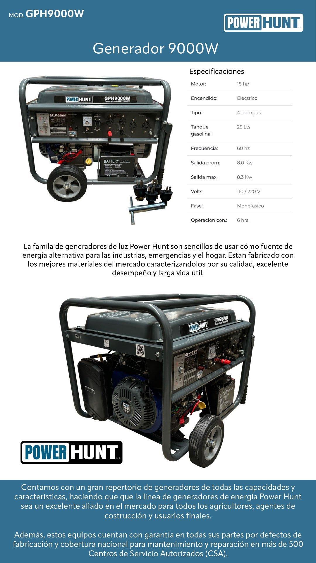 Generador Power Hunt 9000 W (GPH9000W) - Imagen 2