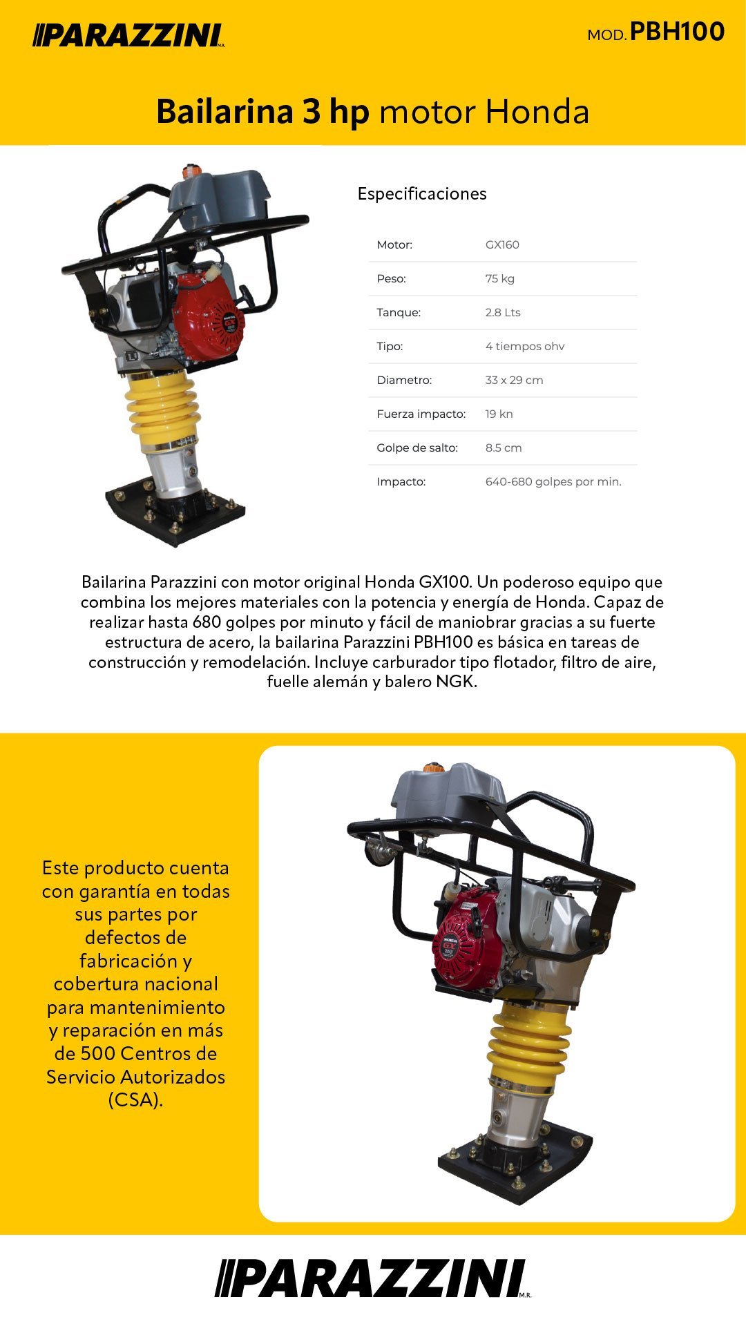 Bailarina 3 hp motor Honda (PBH100) - Imagen 2