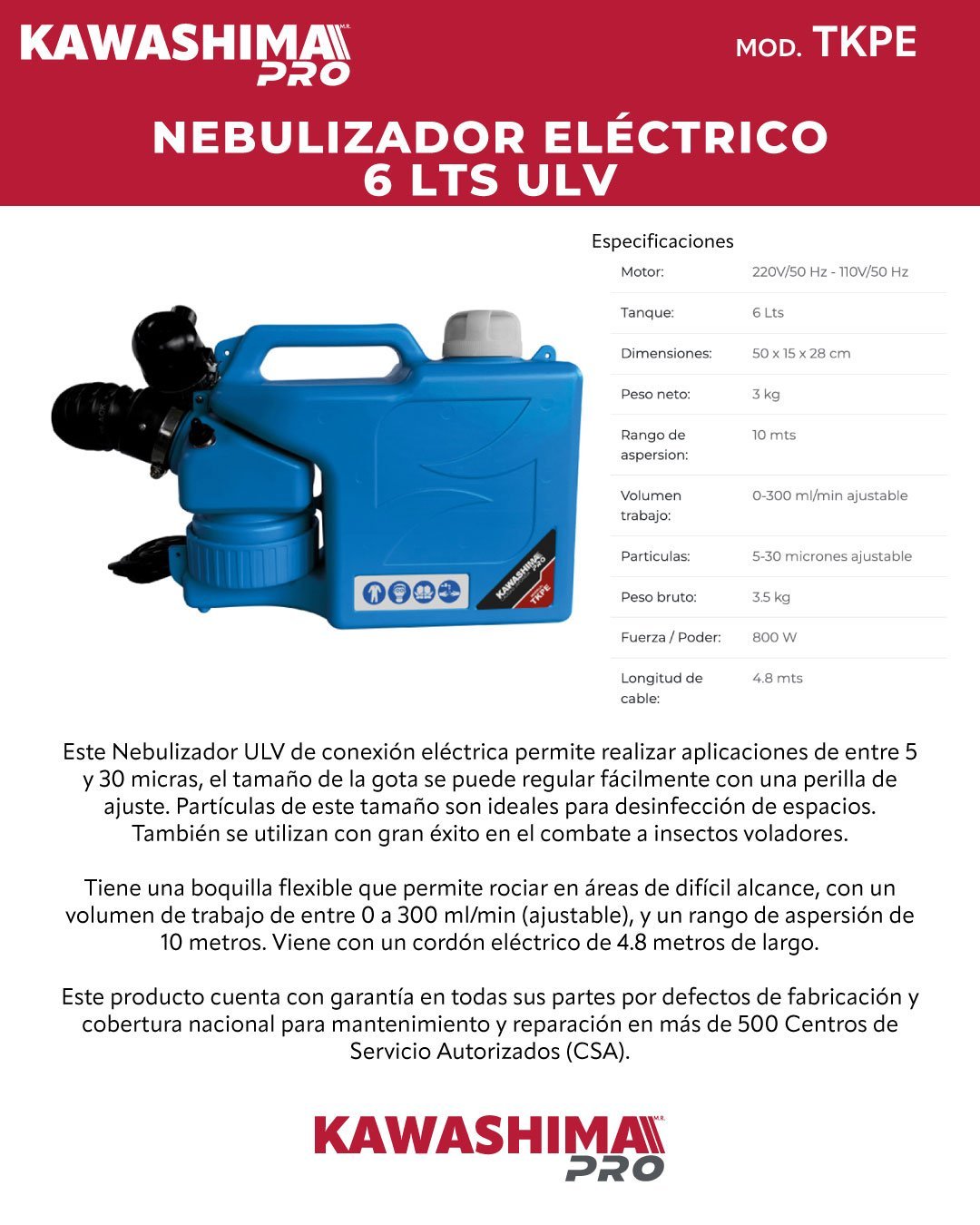 Nebulizador electrico 6 lts ULV (TKPE) - Imagen 2