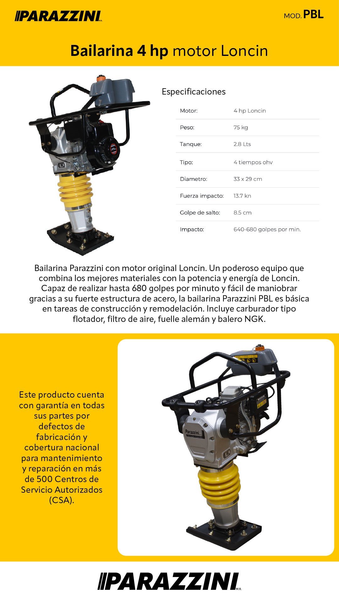 Bailarina 4 hp motor Loncin (xxxx) - Imagen 2
