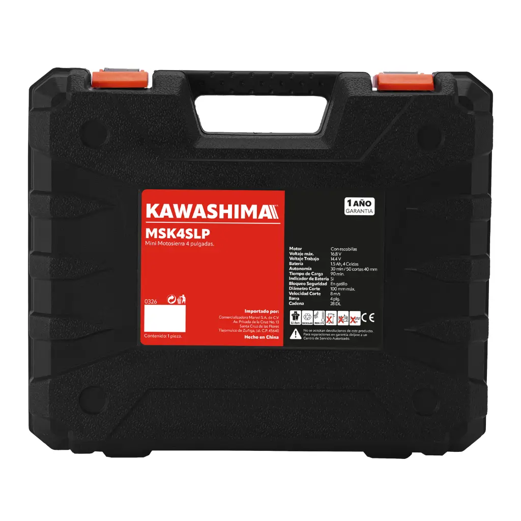 Mini Motosierra Inalámbrica Kawashima 4", 14.4/16.8V, 1.5Ah, cargador Single Line, estuche plástico - Imagen 3